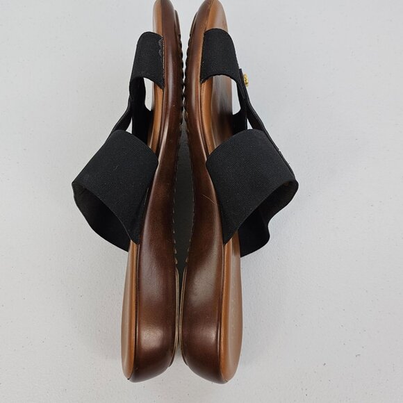 Italian Shoemakers Wms 9 Brown Black Open Toe Comfort Earthy Summer Slide Shoes - Picture 11 of 16